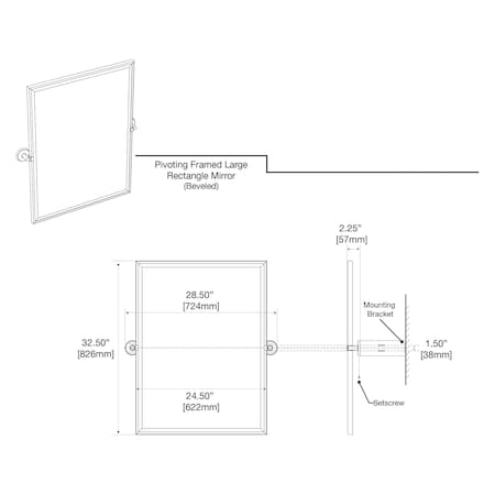 Gatco Designer II 32.5" Framed Rectangle Mirror, Matte Black 5079MXFS