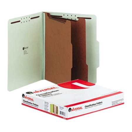 Universal Pressboard Classification Folder, Letter, Six-Section, Gray-Green, 10/Box 10273