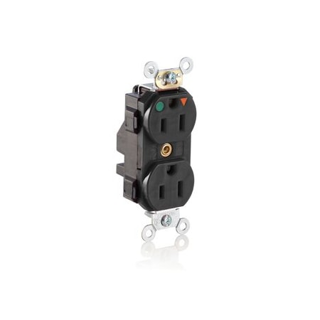 Leviton Lev-Lok Hospital Grade Tamper Resistant Duplex Receptacle, 15 Amp, 125 Volt MT820-IGE