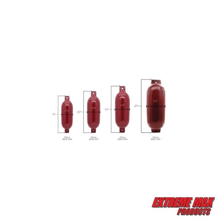 Extreme Max Extreme Max 3006.7665 BoatTector Inflatable Fender - 4.5" x 16", Cranberry 3006.7665