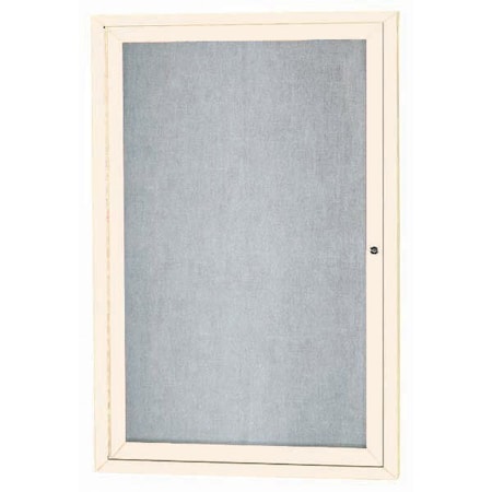 Aarco Outdoor Enclosed Bulletin Board w/ Al Frame, Standard Vinyl, Frame is Powder Coated Ivory, 24''Hx18''W ODCC2418RIV