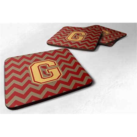 Carolines Treasures Letter G Chevron Garnet and Gold Foam Coaster, Set of 4 CJ1048-GFC