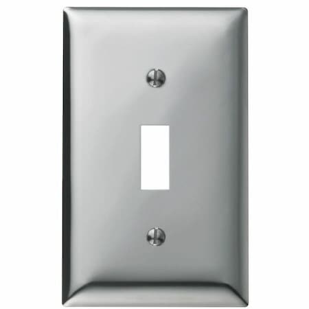 Hubbell Wiring Device-Kellems Wallplates and Boxes, Metallic Plates, 1- Gang, 1) Toggle Opening, Standard Size, Chrome Plated Steel SCH1