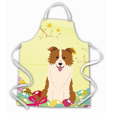 Carolines Treasures Easter Eggs Border Collie Red & White Apron BB6119APRON