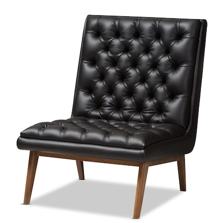 Baxton Studio BBT5272-Pine Black-CC Annetha Mid-Century Modern Lounge Chair, Black 842507123123