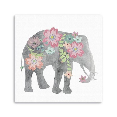 Homeroots Floral Elephant Unframed Print Wall Art 398859