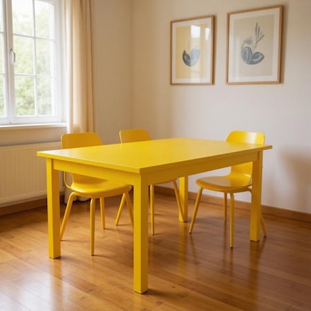 Homeroots 60" Yellow Solid Wood Dining Table 548916