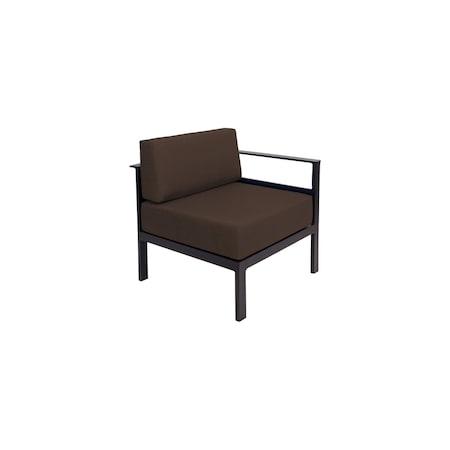 Bfm Seating Belmar Left Arm Sofa Section with Sunbrella cushions, Sand Black Frame PH6101BL-L-57014