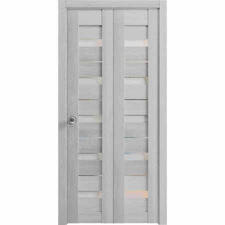 Sartodoors Sliding Closet Bi-fold Doors Grey Solid Core Modern Interior QUADRO4445BF-OAK-56 x 80 (2* 28x80)