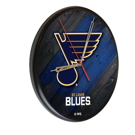 Holland Bar Stool Co St Louis Blues 13" Solid Wood Clock WClkPBlkSTLBlu