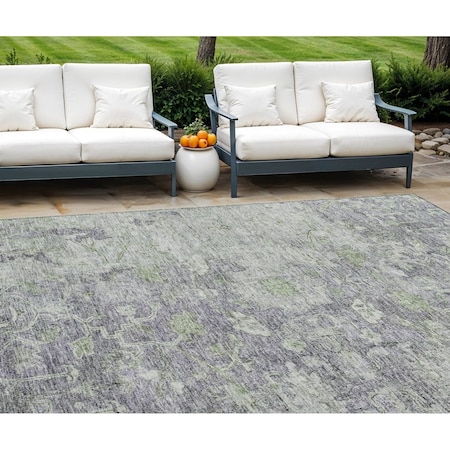 Homeroots 9' X 12' Plum Purple And Olive Green Oriental Washable Indoor Outdoor Area Rug 587456