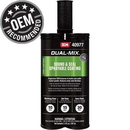 Sem Dual-Mix Sound and Seal Sprayable Coating, 7 oz Cartridge, Dark Gray, Liquid, 1 hr Curing 40977