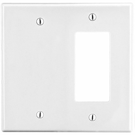 Hubbell Wiring Device-Kellems Rocker/Blank Wall Plate, Number of Gangs: 2 Plastic, Satin Finish, White P1326W