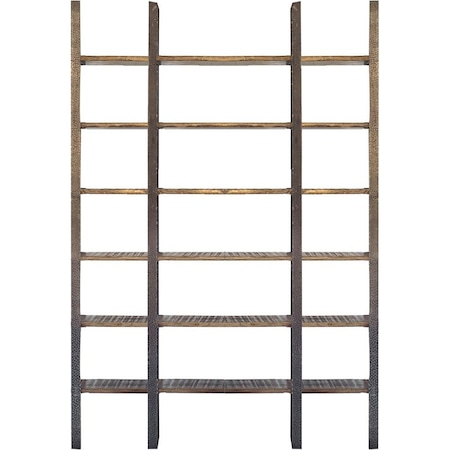 Homeroots Brown Iron and Solid Wood Six Tier Bookcase 392220