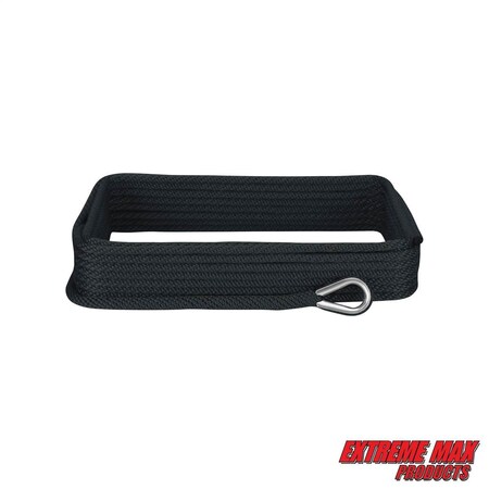 Extreme Max Extreme Max 3006.2048 BoatTector Solid Braid MFP Anchor Line with Thimble - 3/8" x 50', Black 3006.2048