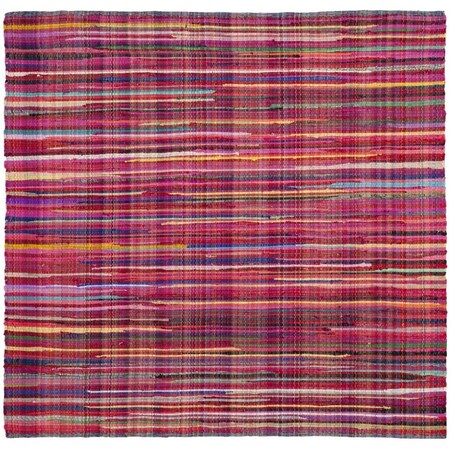 Safavieh 6 x 6 ft. Rag Rug Hand Woven Square Area RugRed & Multicolor RAR240D-6SQ