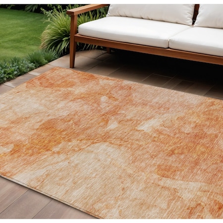 Homeroots 10' X 14' Salmon Peach And Ivory Nautical Washable Indoor Outdoor Area Rug 581748