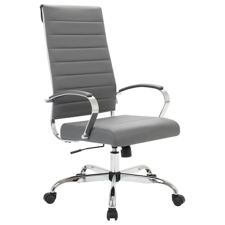 Leisuremod Benmar High-Back Leather Office Chair, Grey BOT19GRL