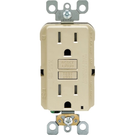 Leviton SmartlockPro Self-Test 15A Ivory Residential Grade Tamper Resistant 5-15R GFCI Outlet R11-GFTR1-0KI