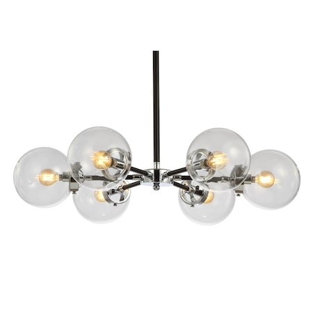 Jonathan Y Caleb Adjustable 6-Light 28" Brass Cluster Pendant, Chrome/Black JYL9059A