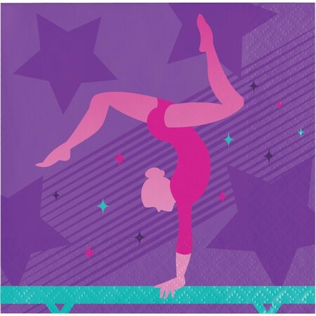 Omg 5 x 5 in. Gymnastics Party Beverage 1 by 4 Fold 2-Ply Tissue Napkins, 192PK OM3526880