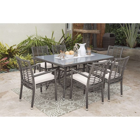 Panama Jack Outdoor Panama Jack Graphite 7-Piece Armchair Dining Set with Cushions PJO-1601-GRY-7DA-CUSH