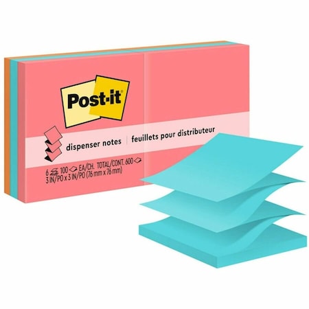 Post-It Note, Popup, 3X3, 6Pk, Assrtd MMMR330AN