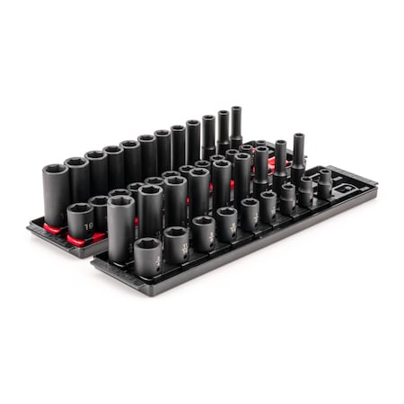 Tekton 3/8 in Drive Impact Socket Set, Metric, SAE, 42 pcs SID91216