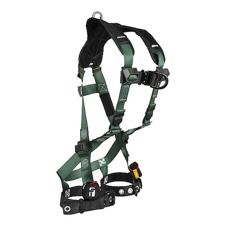 Falltech Full Body Harness, XS, 420 lb, Quick-Connect Chest/ Tongue Leg Straps, Back, Chest D-Ring 1910FDXS