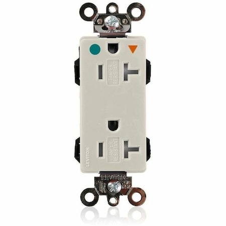 Leviton Hospital Grade Decora Receptacle, 20 Amp, 125 Volt MDT83-IGT