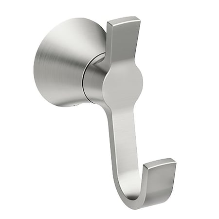 Moen Mikah Series Robe Hook, 1-Hook, Zinc, Brushed Nickel, Wall Mounting Y0703BN