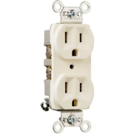 Legrand Duplex Straight Blade Receptacle, 5-15R, 15 A, 125V AC, 2 Pole, 3 Wire, Grounded CRB5262LACC12