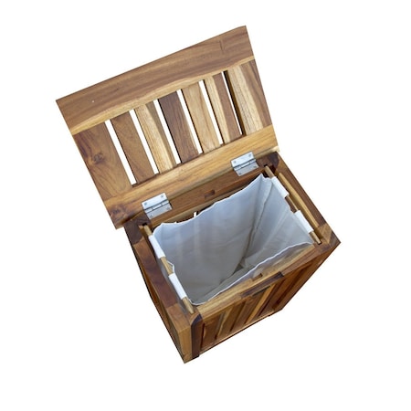 Homeroots 24" Brown Solid Wood Laundry Hamper With Lid 383590