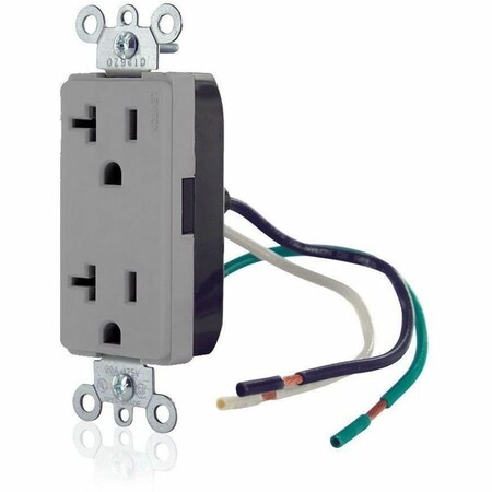 Leviton Leaded Dup Rec 20A 125V Self-Gr Gry 16352-CGY