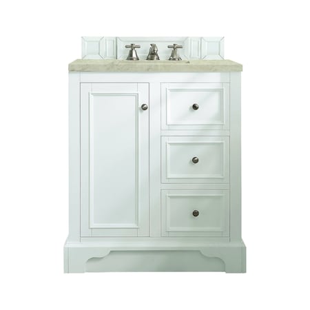 James Martin Vanities De Soto 30" Single Vanity, Bright White, w/ 3 CM Tajnar Eclos Top 825-V30-BW-3TJR