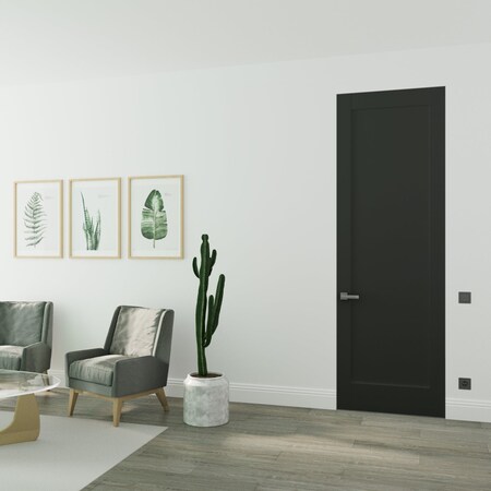 Sartodoors Hidden Door Black 42x84 Solid Core Modern Interior QUADRO4111MF-BLK-42x84-RH-O