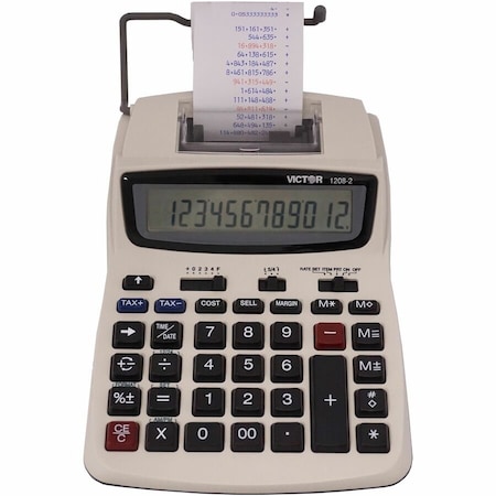 Victor Technology Victor 12-Digit Calculator, 2 Color Printing, 6in X 8-1/4in X 1-1/2in, White 12082