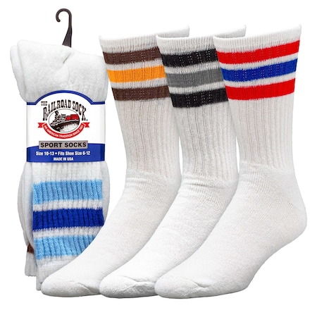 Railroad Sock Men's "Americana" Striped Crew Socks, 2PK 1570S
