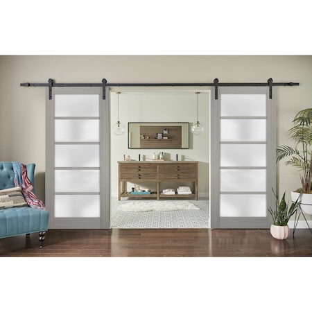 Sartodoors Double Barn Interior Door, 36" x 80", Gray QUADRO4002DB-SSS-36