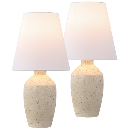 Jonathan Y Xander 19.5" Minimalist Scandinavian Concrete Effect Resin/Iron Ginger Jar LED Table Lamp, Matte, 2PK JYL5605B-SET2