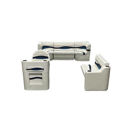 Horizon Mfg Elite Pontoon Furniture Set 11 PC Gray/Navy/Blue Elite 002-ABDK