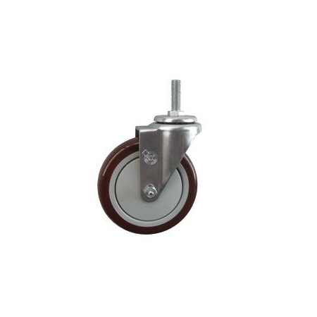 Service Caster 5 Inch SS Maroon Polyurethane Wheel Swivel 10mm Threaded Stem Caster SCC SCC-SSTS20S514-PPUB-MRN-M1015