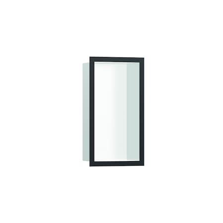Hansgrohe XtraStoris Individual Wall Niche Matte White with Design Frame 12"x 6"x 4" in Brushed Black Chrome 56096340