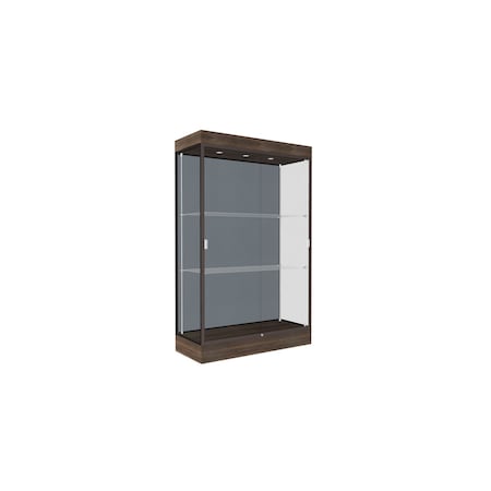 Ghent 76''H x 48''W x 20''D Edge Display Case 6'' Base w/ Blue Steel Back & Dark Bronze Frame 92LFBS-BZ-CTK