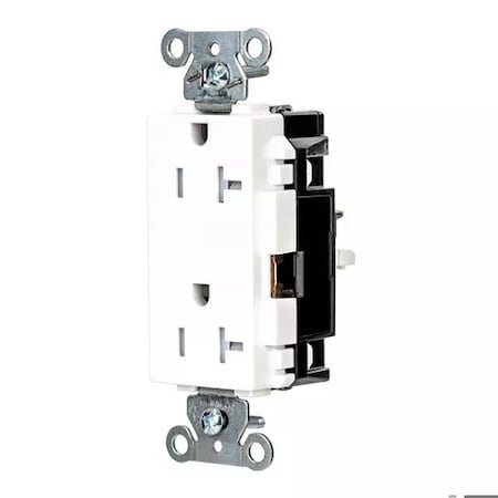 Hubbell Wiring Device-Kellems Straight Blade Receptacle, 5-20R, 20 A, 125V AC, 2 Pole, 3 Wire, Surface Mount, Grounded HBL2162STWTR