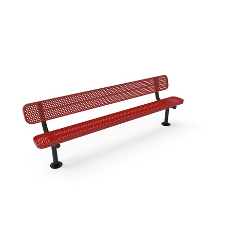 Mytcoat 8ft Outdoor Bench with Back, Surface Mount, Red, Punched Steel, Textured Coating 804231