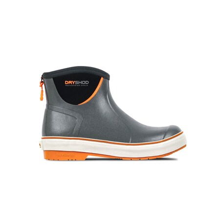 Dryshod Flex Ankle Height Rubber Deck Boots, Waterproof, Boating, Fishing, Grey / Orange, Size 12 SMX-MA-GY-012