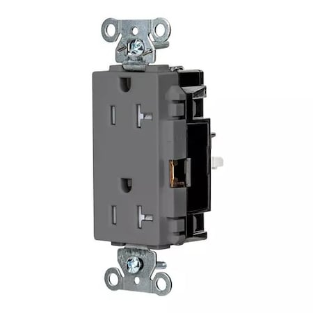 Hubbell Wiring Device-Kellems Straight Blade Receptacle, 5-20R, 20 A, 125V AC, 2 Pole, 3 Wire, Surface Mount, Grounded HBL2162STGYTR