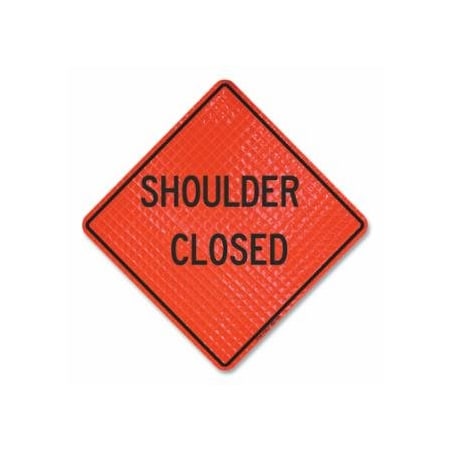 Cortina Safety Products Quadra Flex, Roll-Up Shoulder Closed Sign, Fluorescent, 48 in + 48 in 831-07-800-4882-L