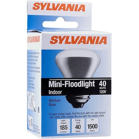 Sylvania Incandescent Bulb, 40 W, R14 Lamp, Medium E26 Lamp Base, 185 Lumens, 2850 K Color Temp 14819